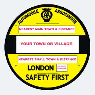 Circular Aa Distance Sign AA Village Sign – Vitreous Enamel – Trackside 25